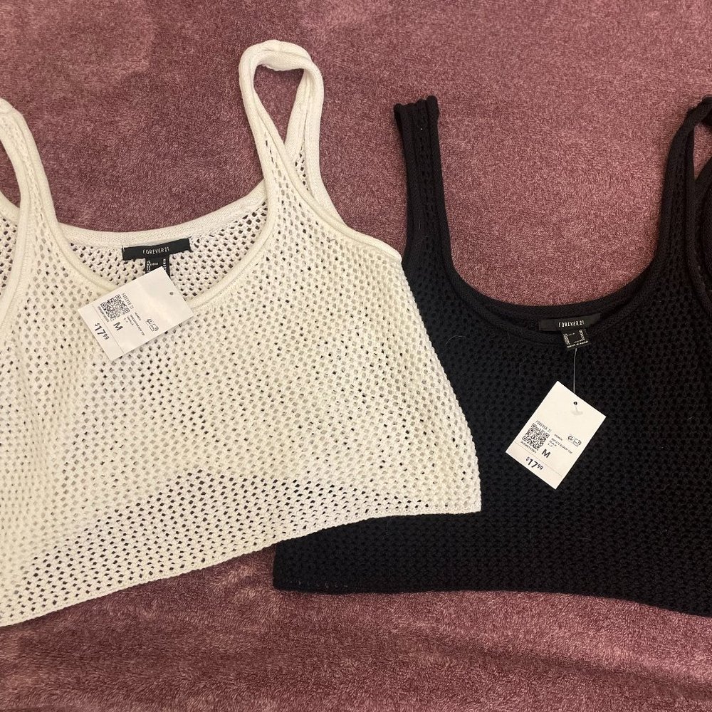 NWT forever 21 sweater/crochet crop tops